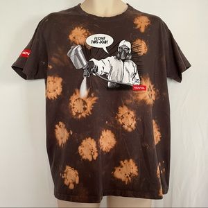 Novol I Love This Job T Shirt Men’s Custom Black/orange Bleach Stains Large